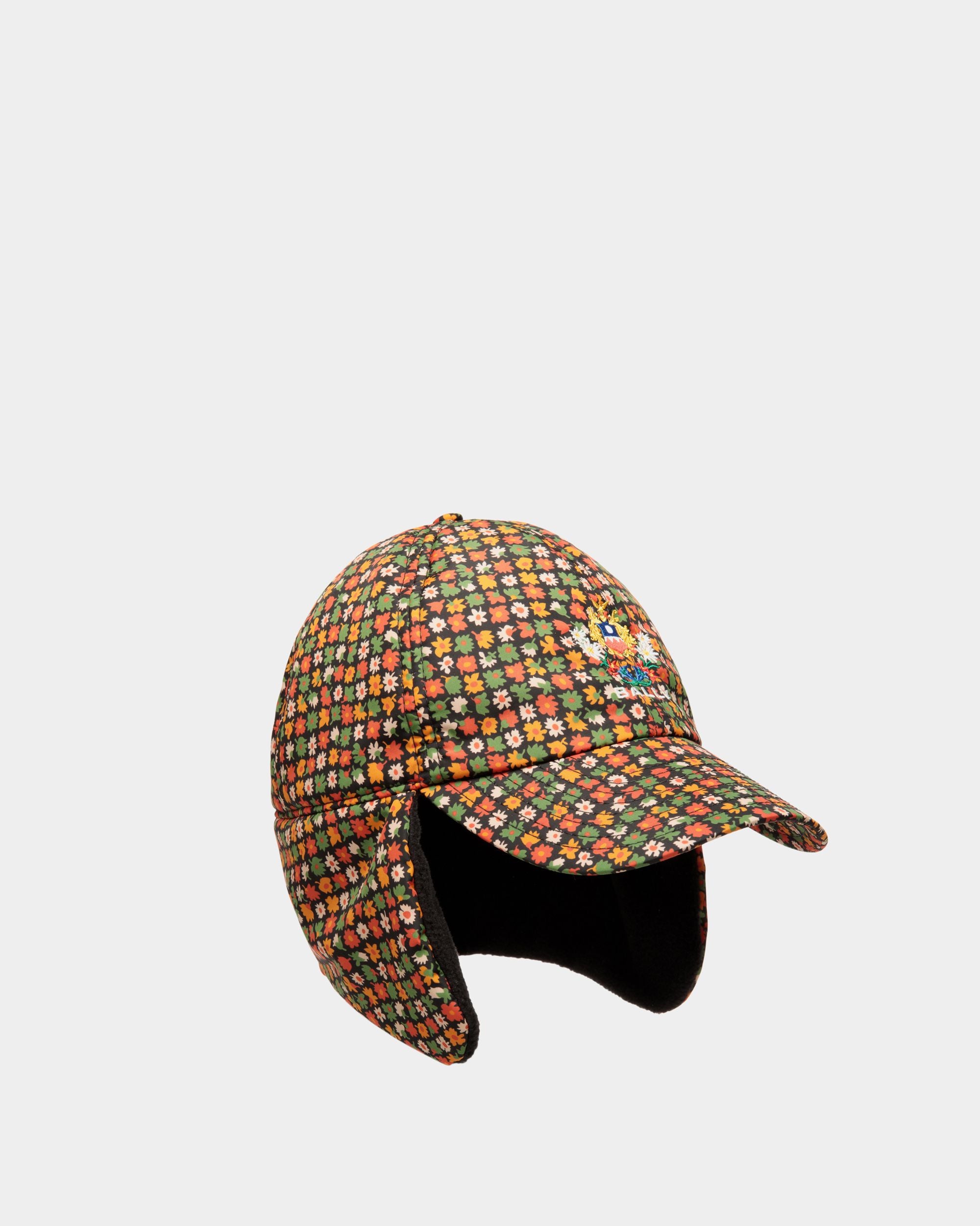 Chapeau Aviateur De La Capsule D’hiver En Nylon Recyclé Multicolore Orné De Fleurs Des Alpes - Femme - Bally - 01