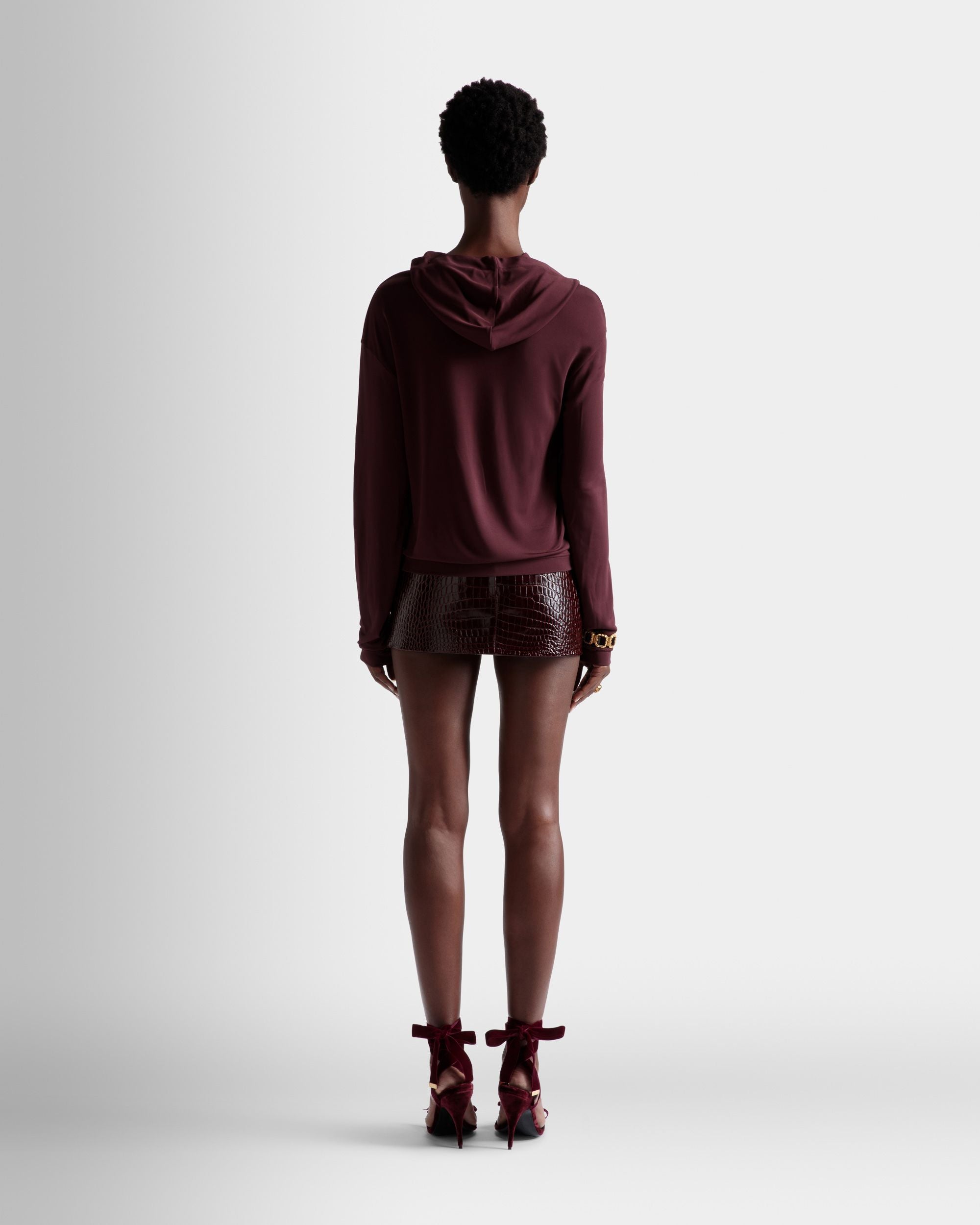 Sweat-Shirt À Capuche En Tissu Bordeaux - Femme - Bally - 06