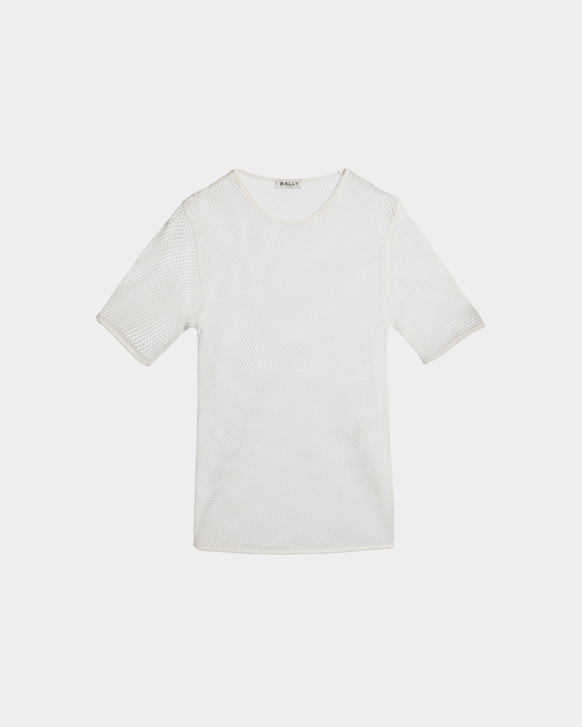 T-Shirt En Mesh De Coton Blanc - Femme - Bally - 01