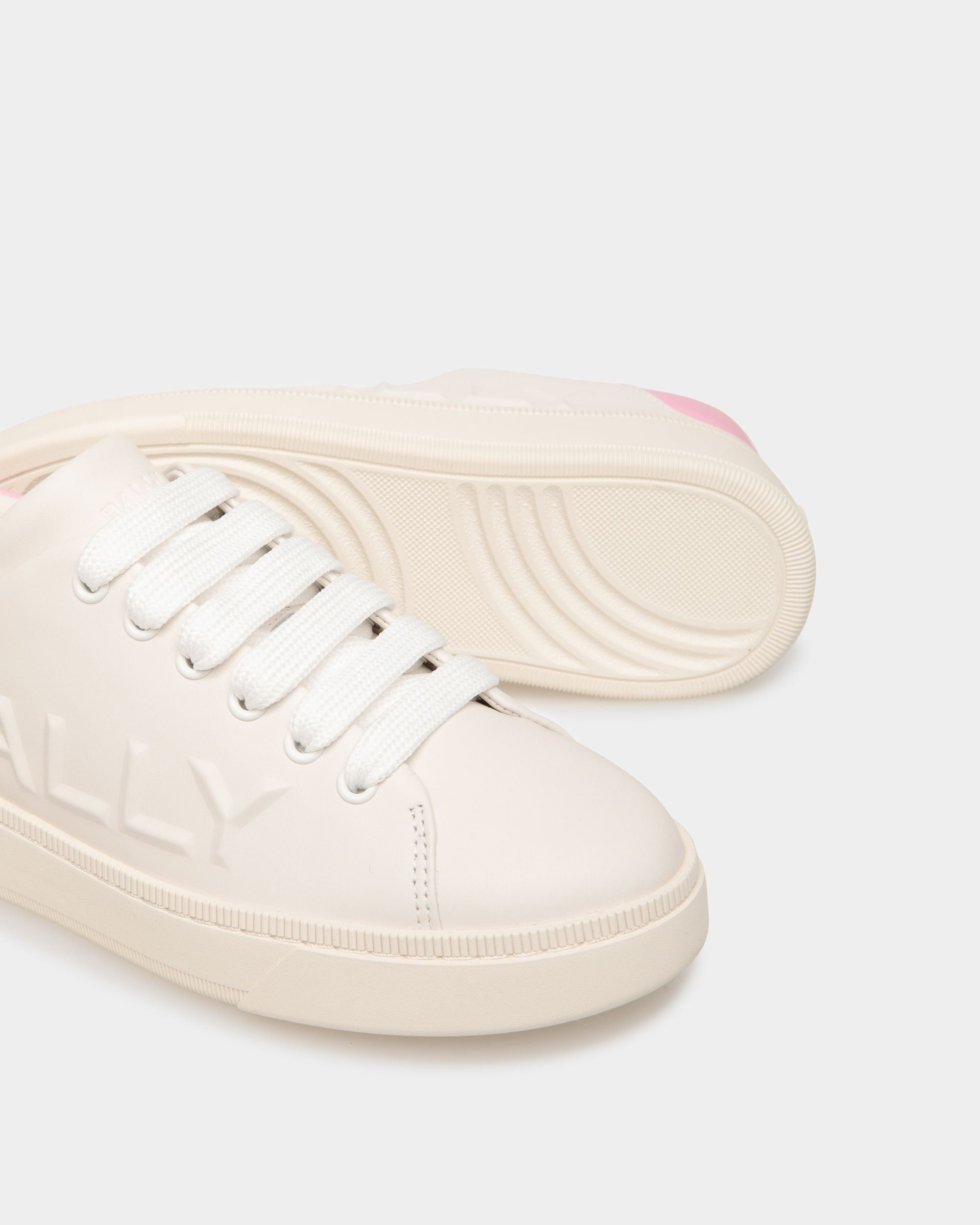 Sneaker Raise En Cuir Blanc Et Rose - Femme - Bally - 04