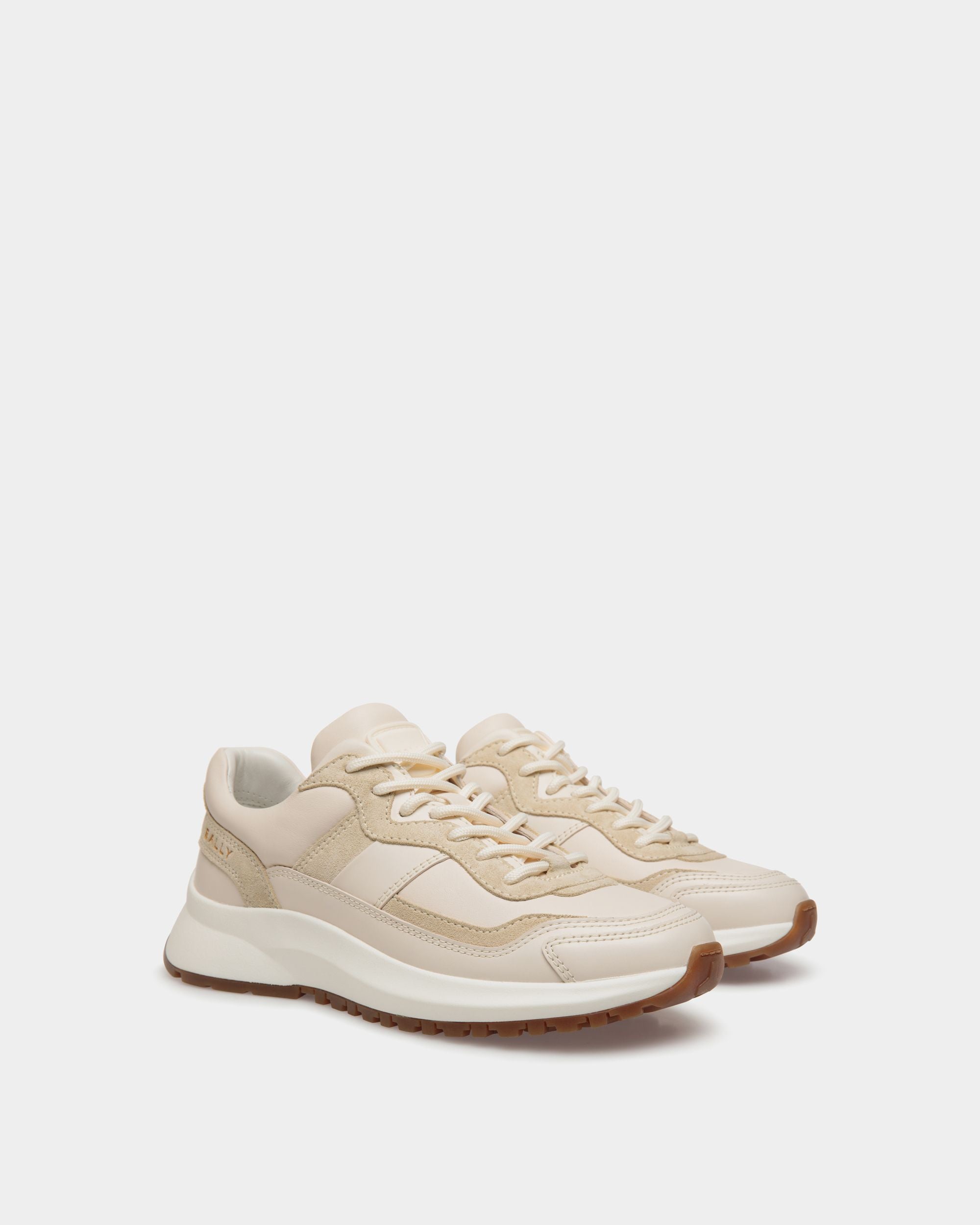 Sneaker Outline En Cuir Ivoire Et Champagne - Femme - Bally - 02