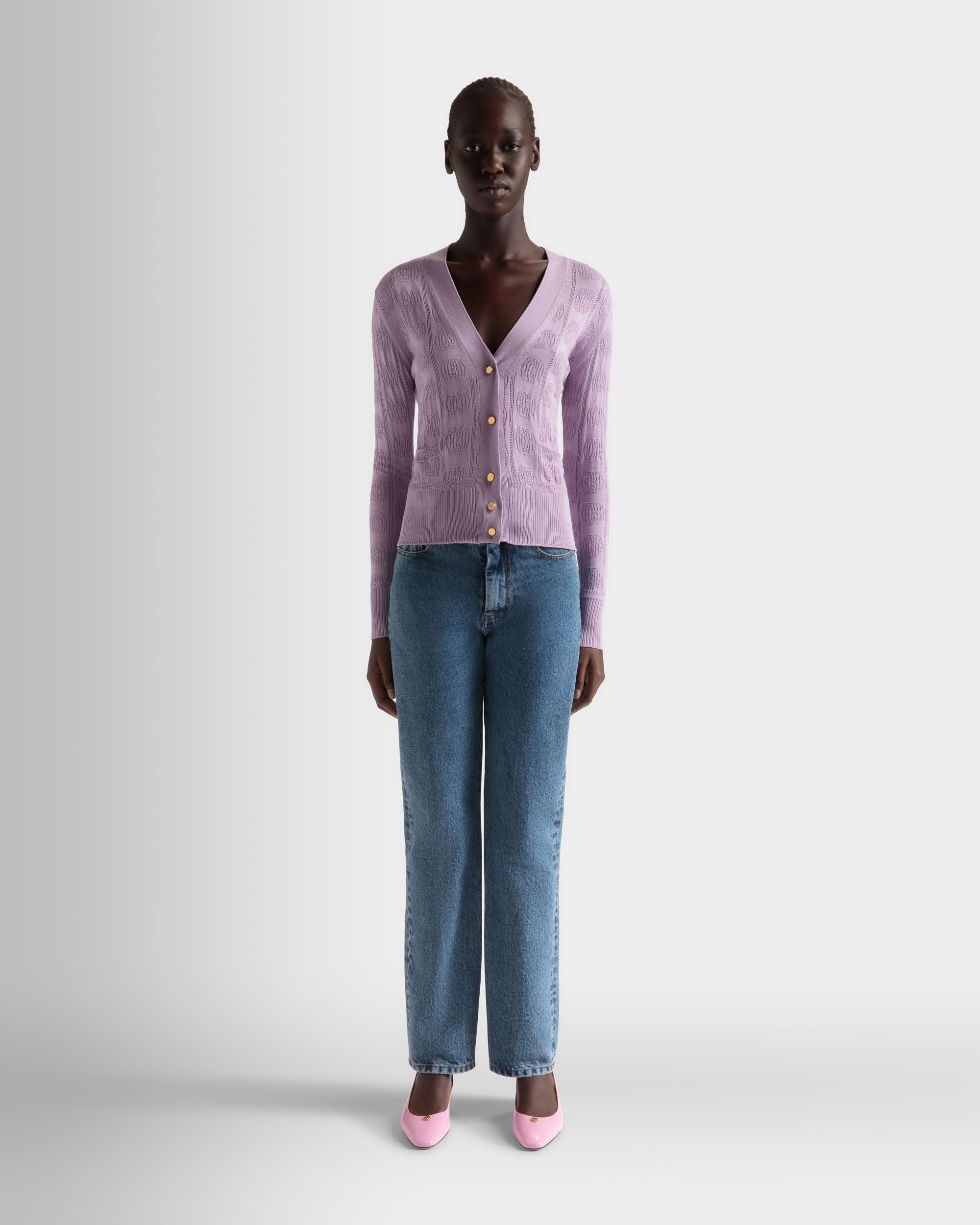 Cardigan Lilas En Soie Mélangée - Femme - Bally - 02