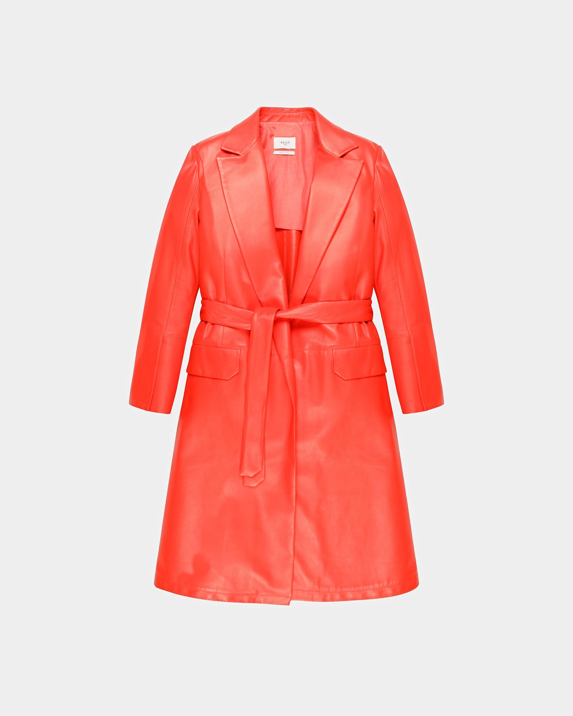 Manteau En Cuir Orange - Femme - Bally - 01