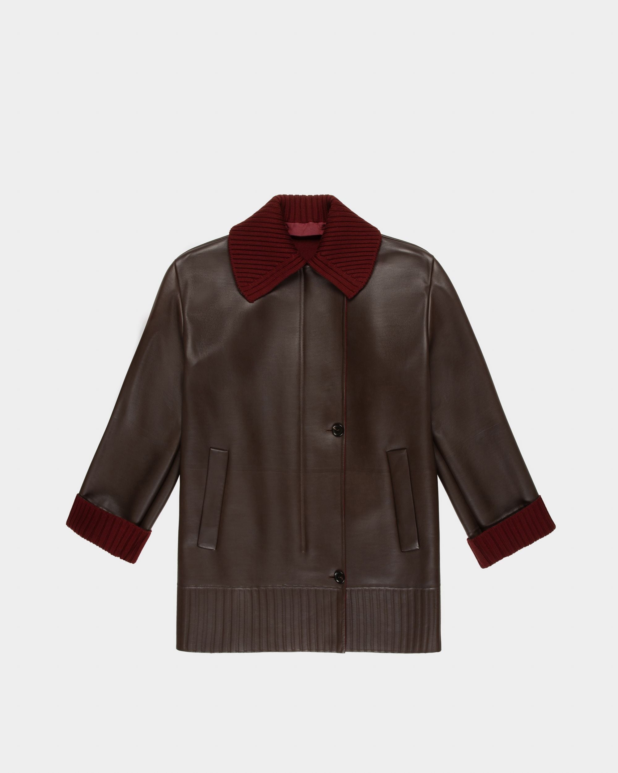 Manteau En Cuir Marron Ébène - Femme - Bally - 04