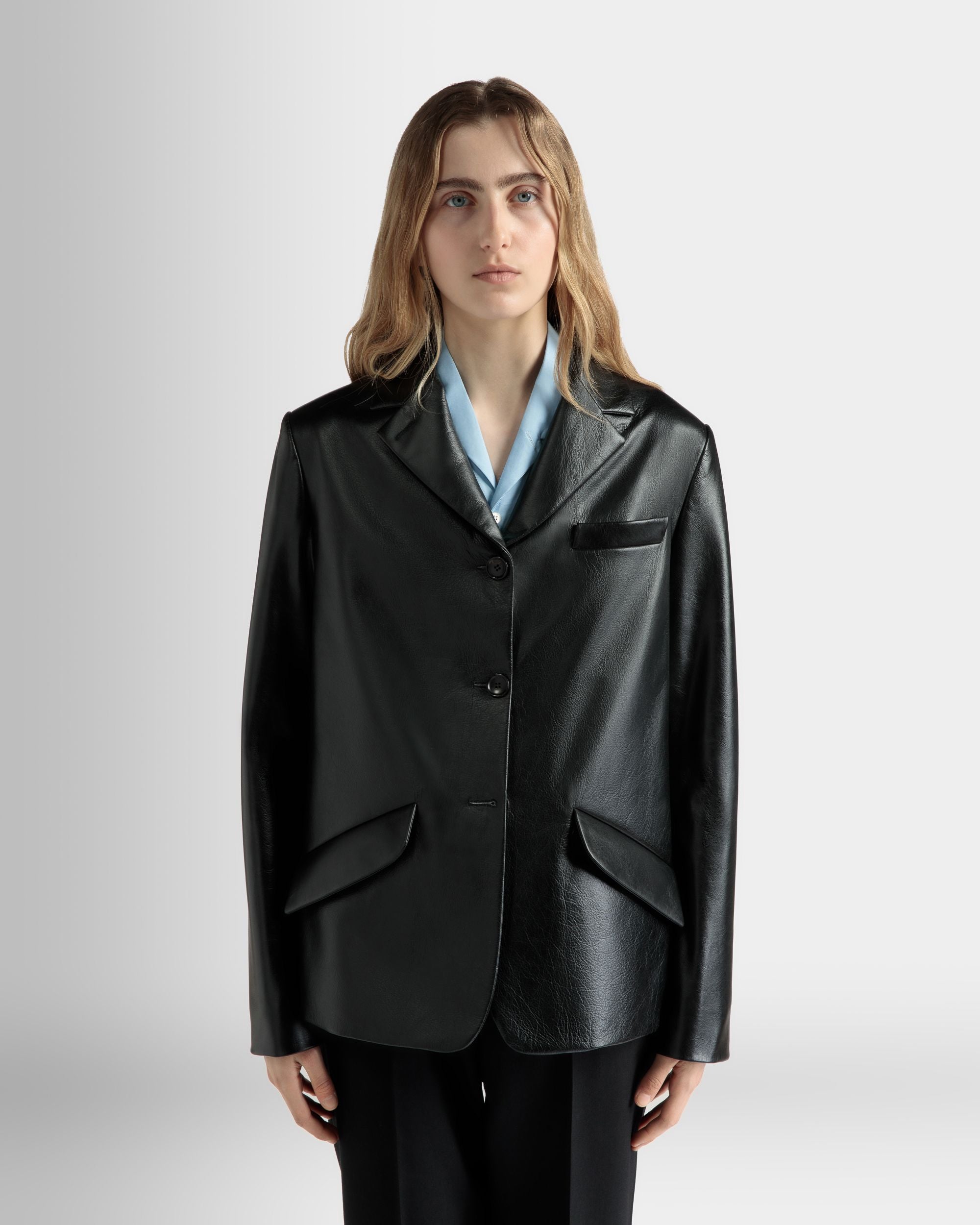 Veste Droite En Cuir Noir - Femme - Bally - 03