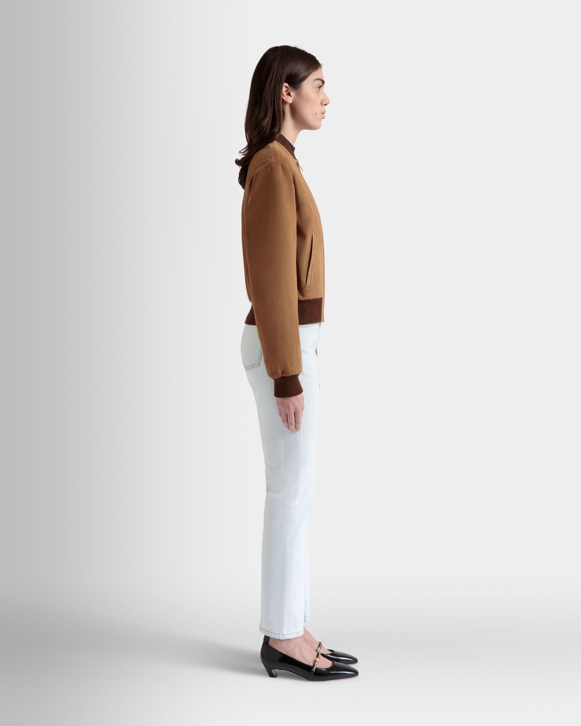 Blouson Bomber En Daim Marron - Femme - Bally - 05