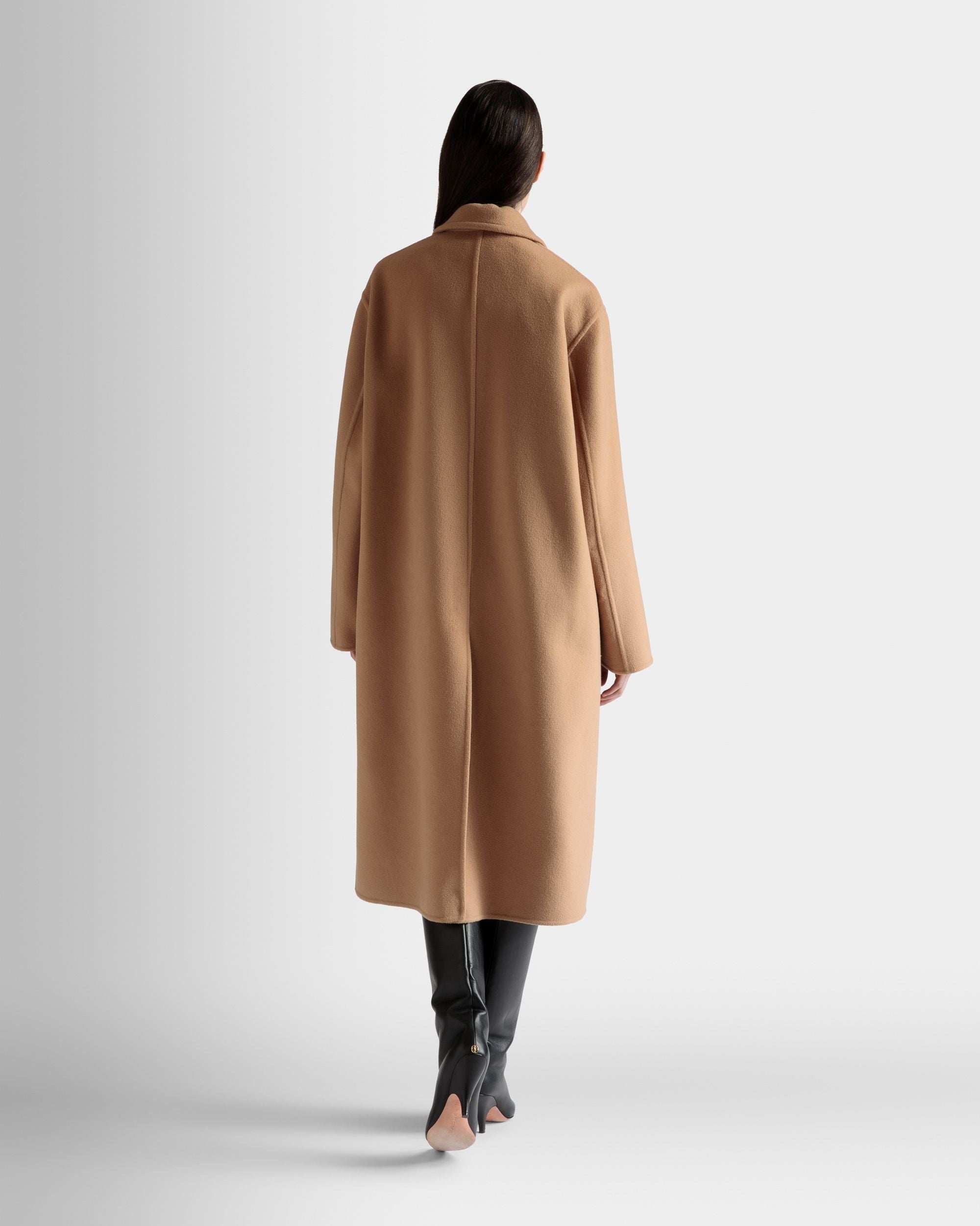 Manteau Droit En Laine De Cachemire Mélangé Couleur Camel - Femme - Bally - 06