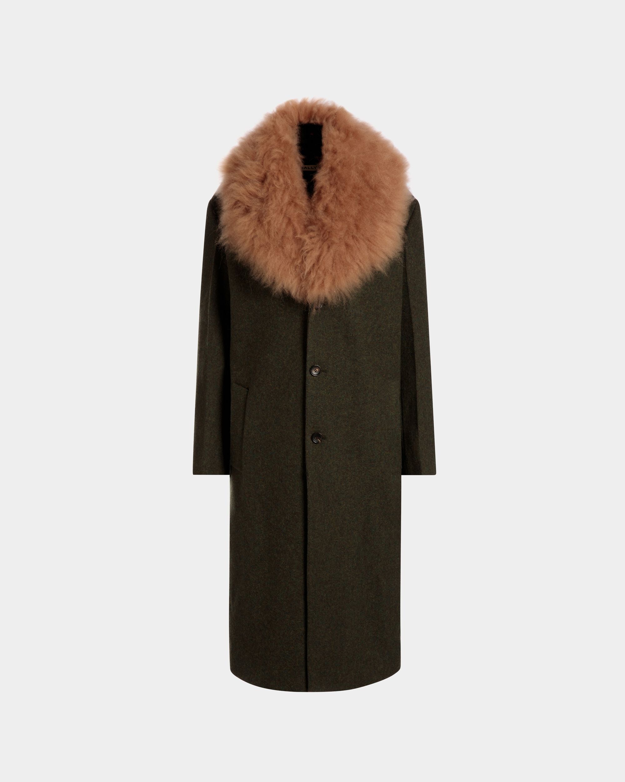 Single-Breasted Coat In Dark Green Wool - Femme - Bally - 01