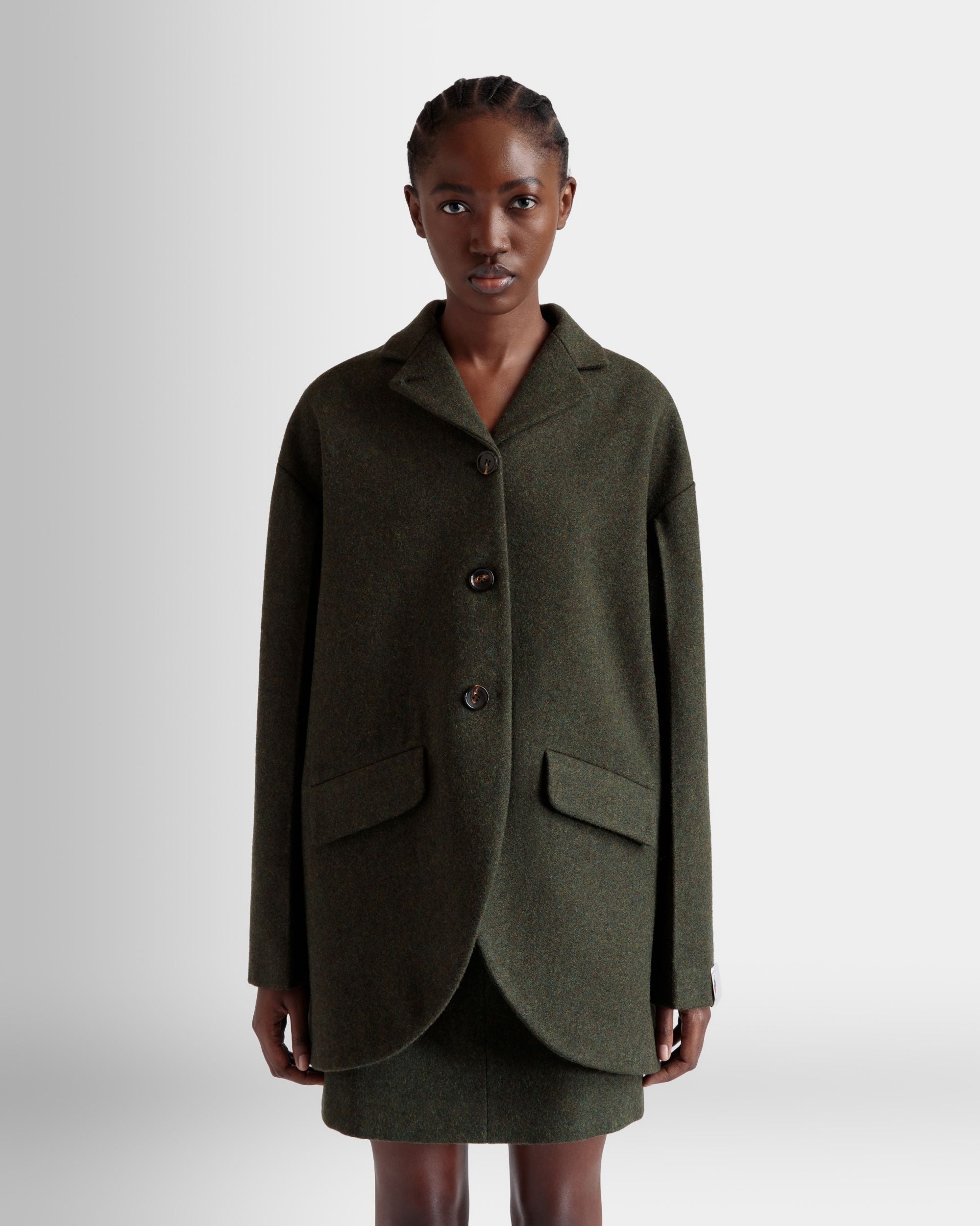 Blazer In Dark Green Wool - Femme - Bally - 03