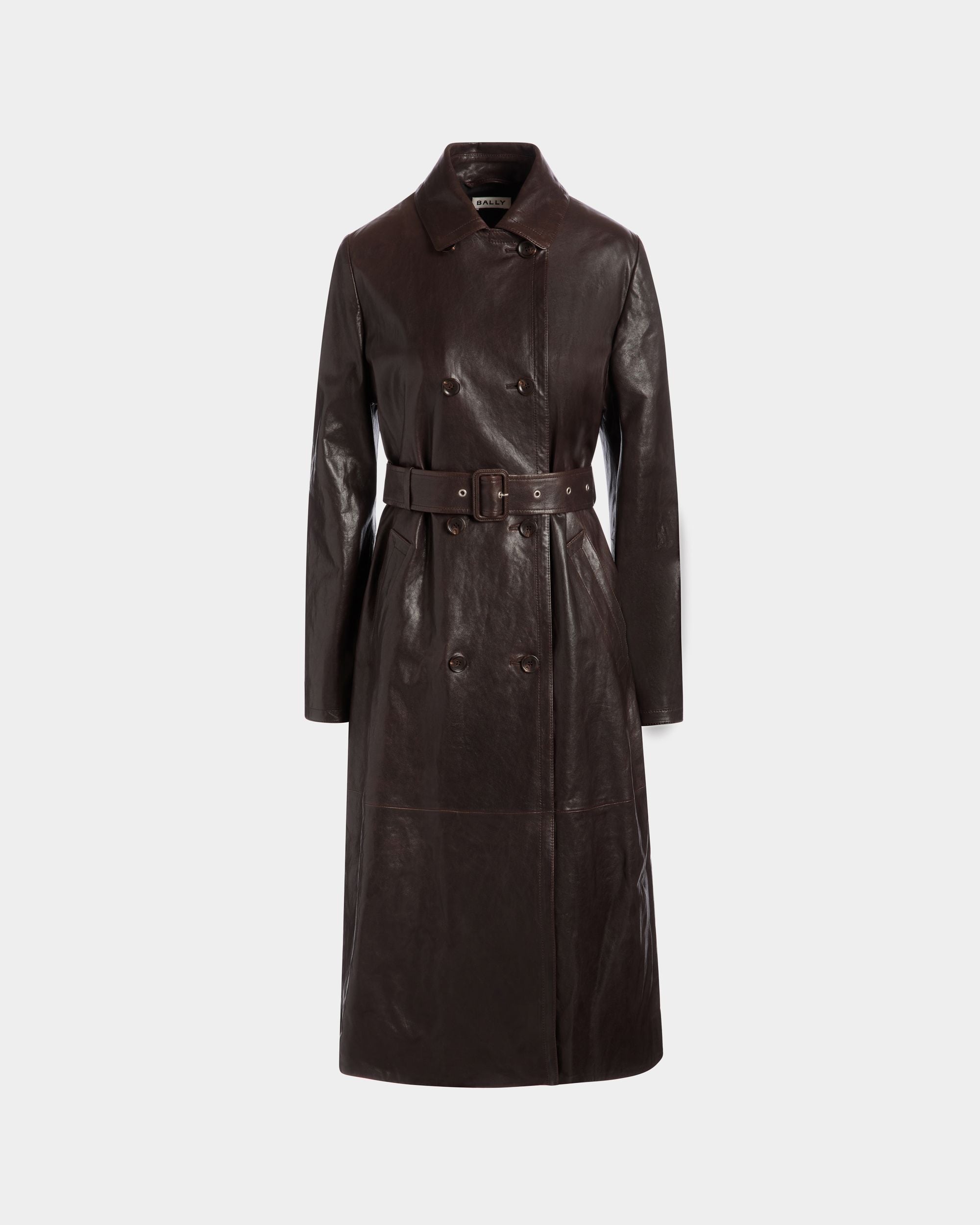 Manteau Ceinturé En Cuir Ebano - Femme - Bally - 01