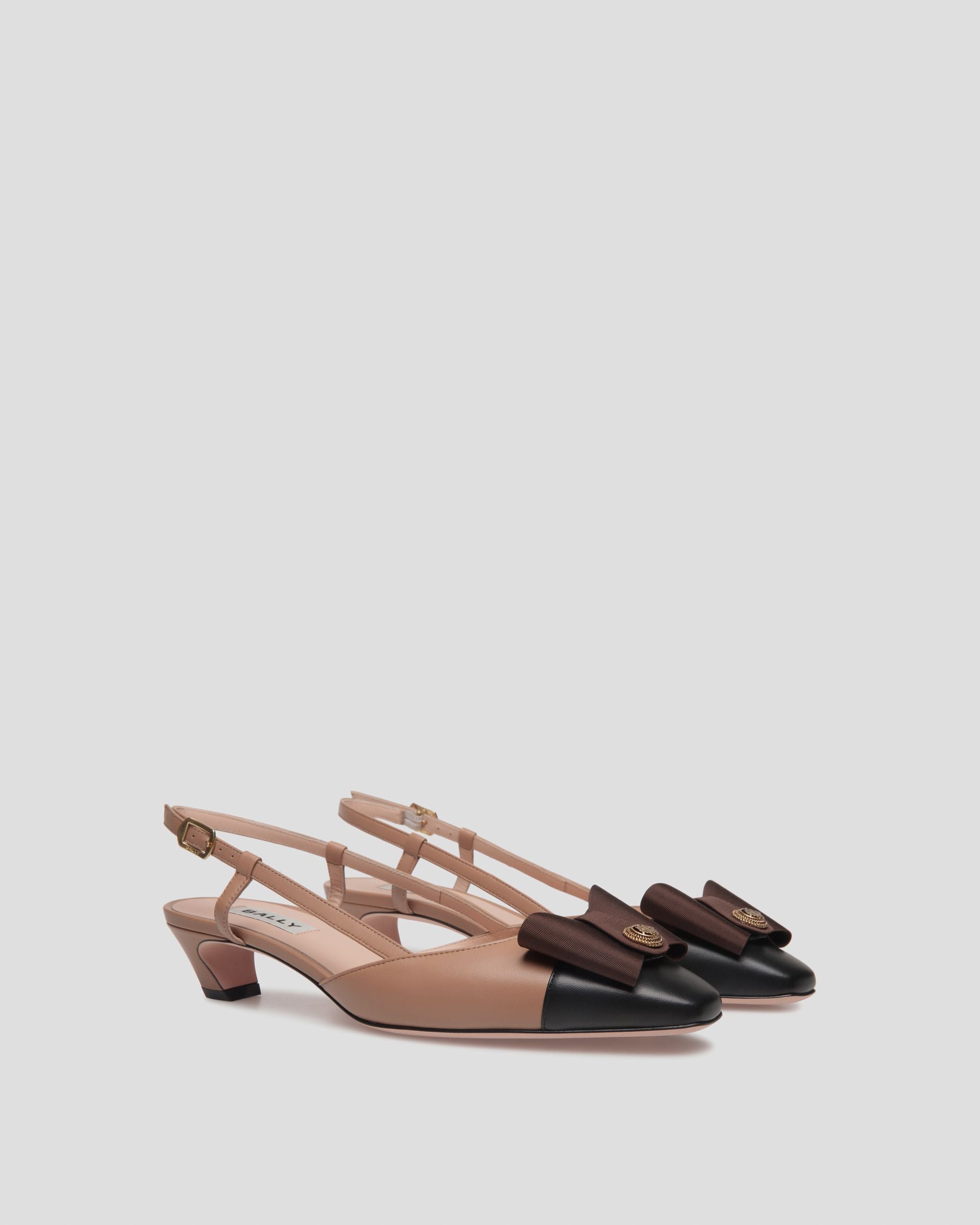 Escarpin Slingback B-Bow En Cuir Praline Beige - Femme - Bally - 02