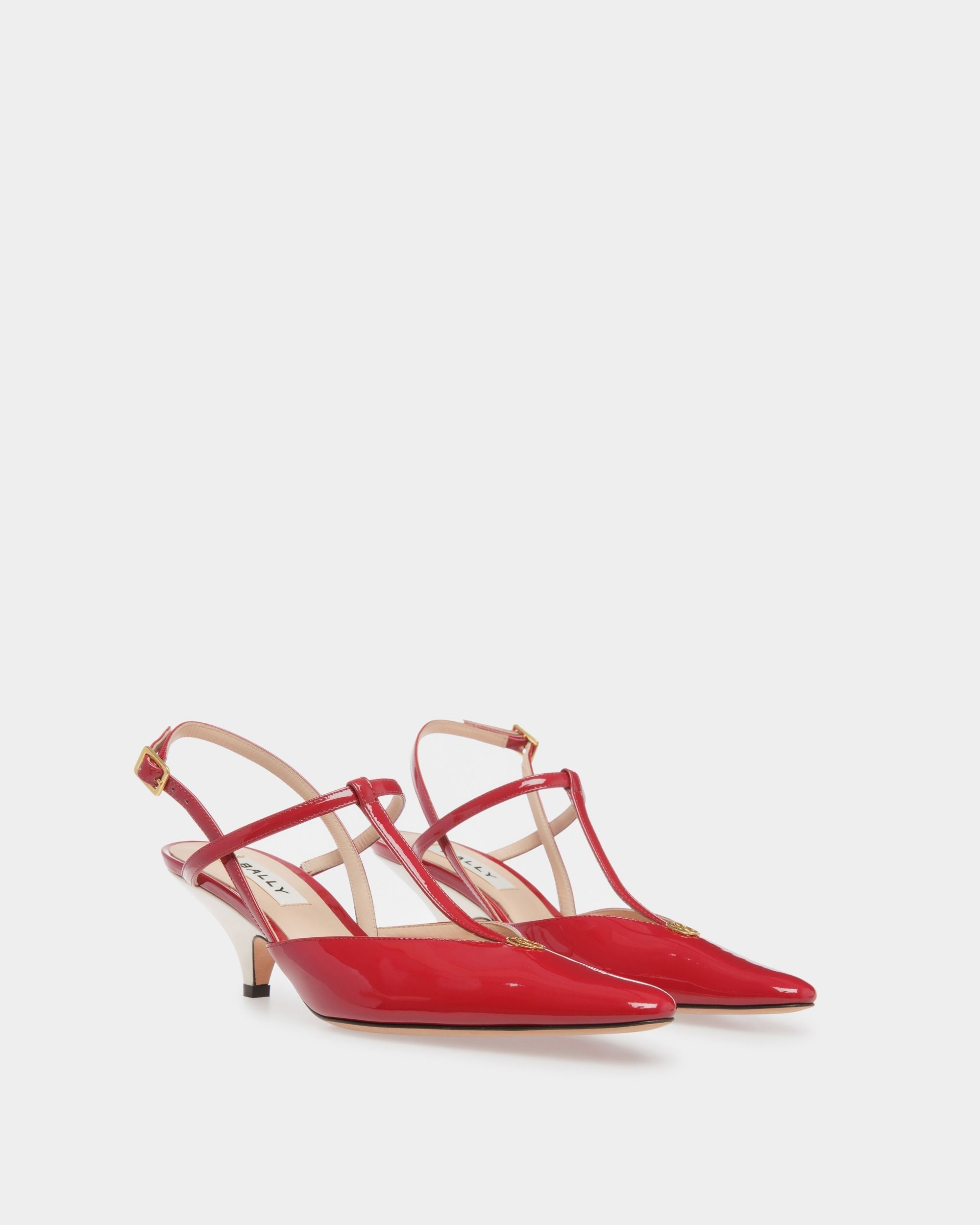 Escarpin à lanière Katy En cuir rouge rubis et ivoire - Femme - Bally - 03