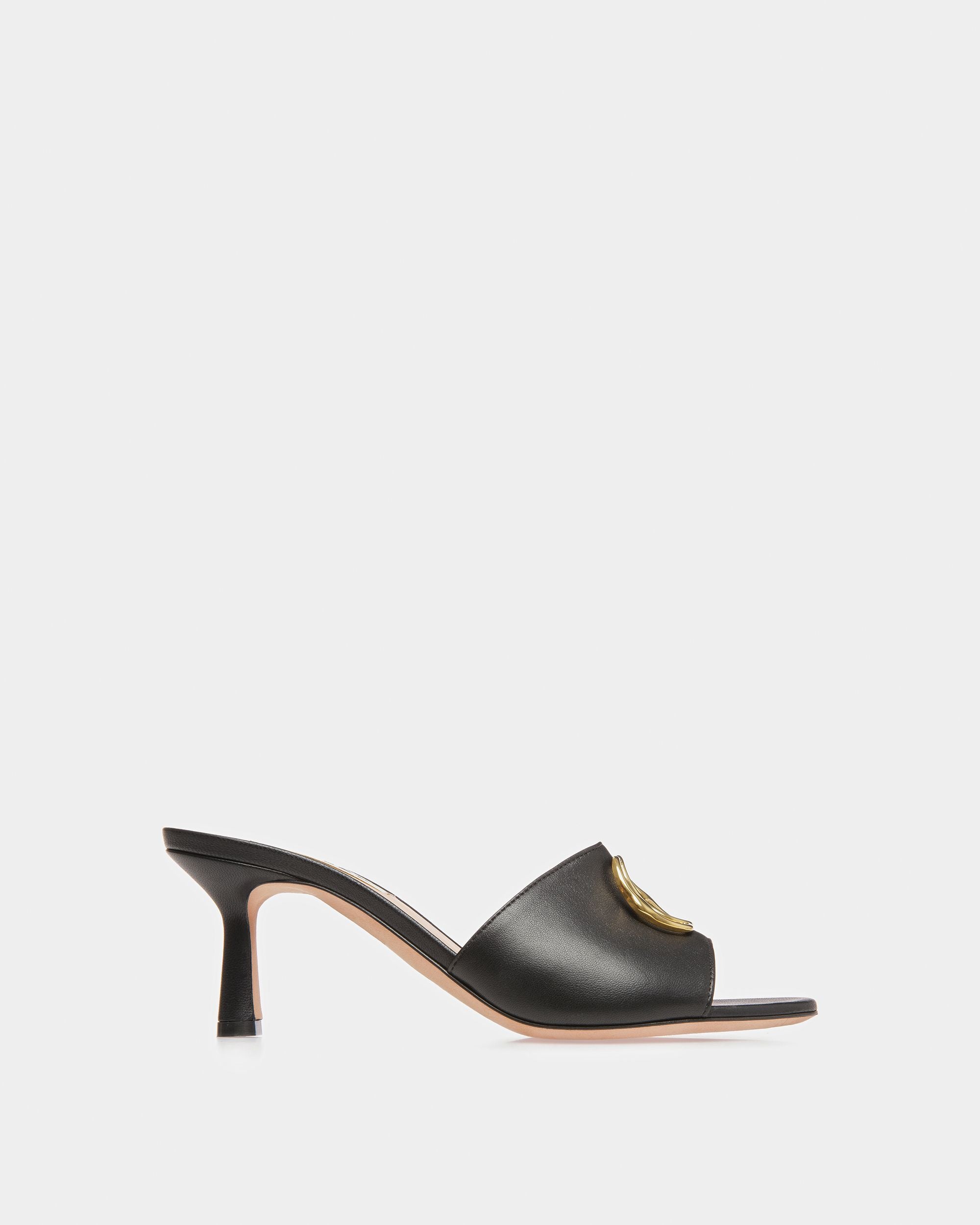 Sandale Emblem En Cuir Noir - Femme - Bally - 01