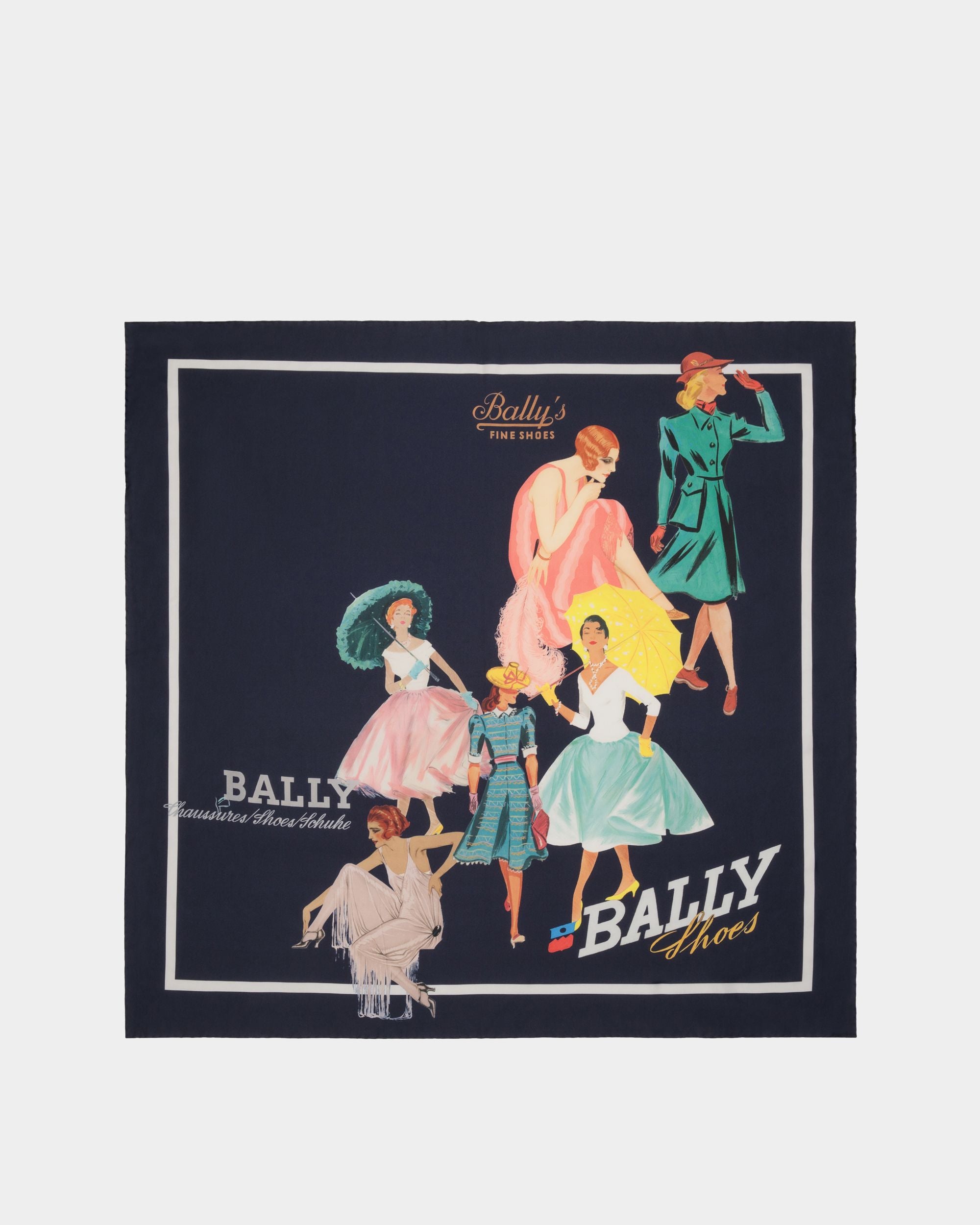 Foulard Avec Imprimé Bally Ladies En Soie Navy Blue - Femme - Bally - 01