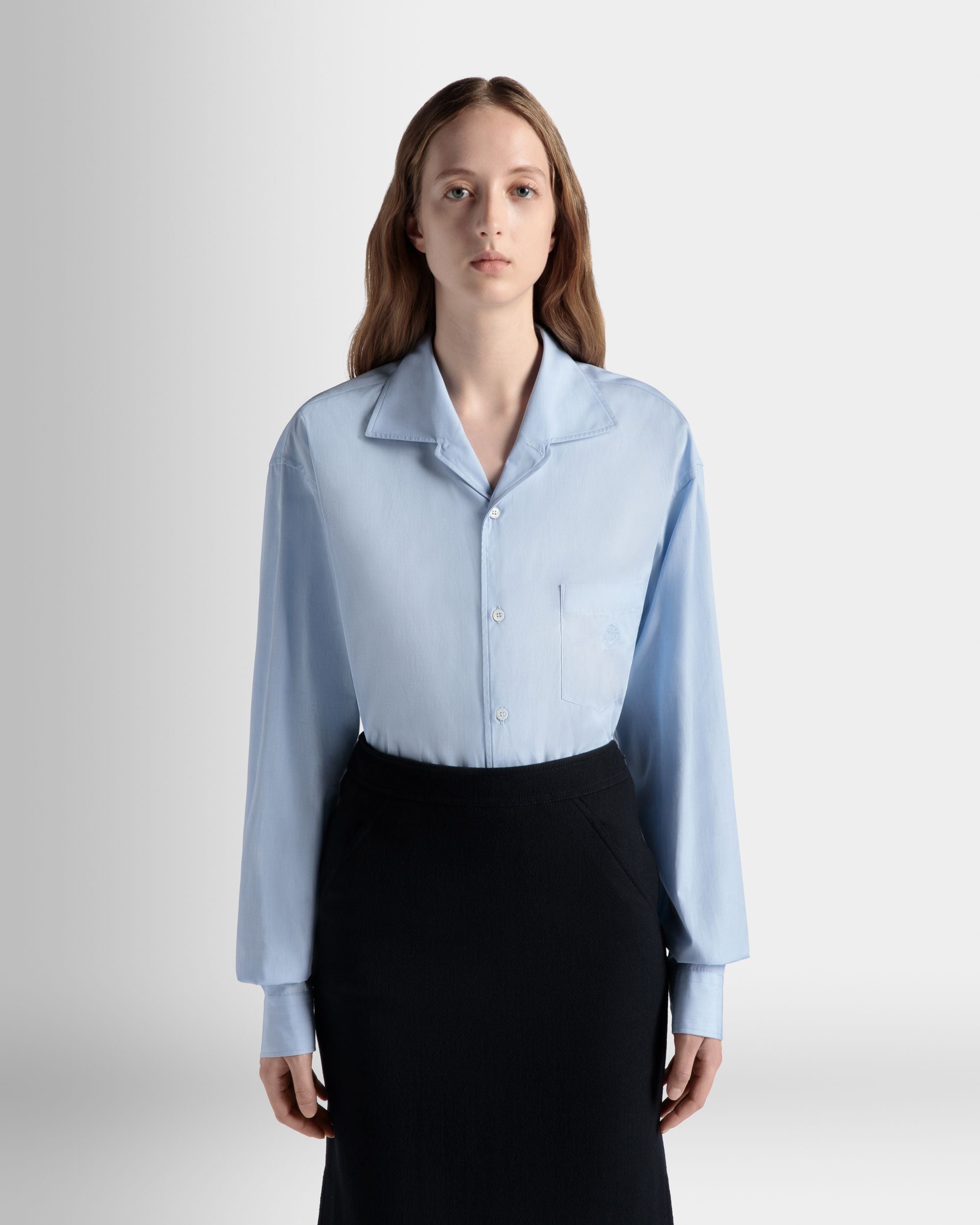 Chemise À Manches Longues En Coton Light Blue - Femme - Bally - 03