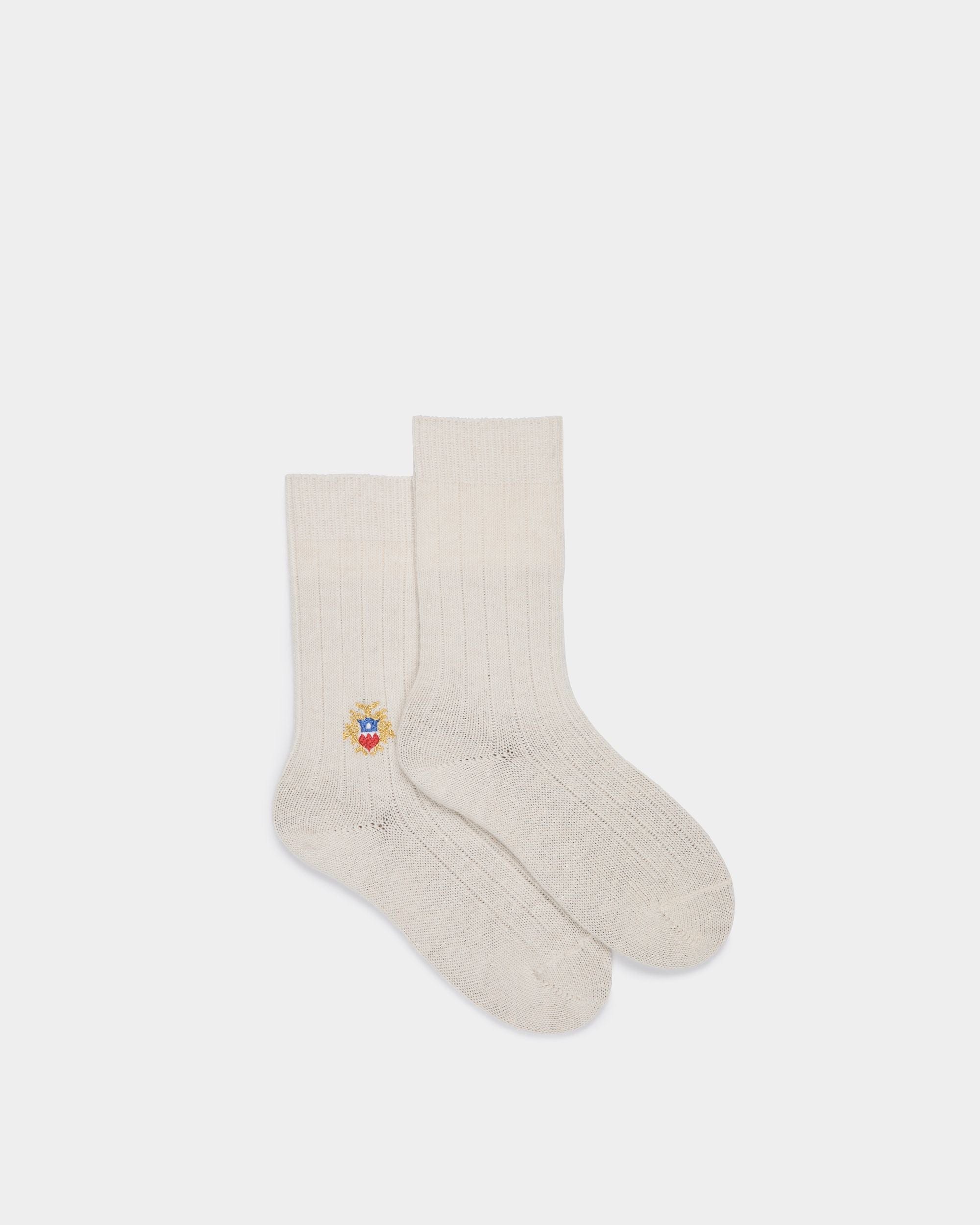 Chaussettes Avec Logo Bally Crest En Laine Mélangée Ivoire - Femme - Bally - 01